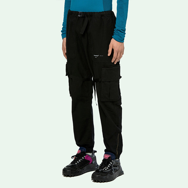 Men's Off-White Cargo Black Long Pants/Trousers OMCF004R20G370211001