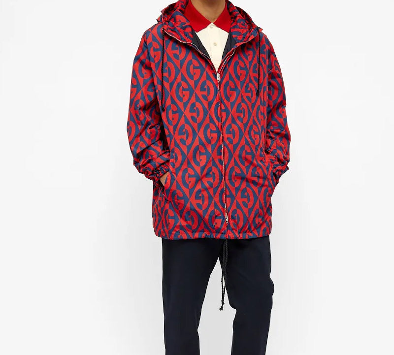 Gucci GG Diamond Logo Nylon Windproof Jacket For Men Red 601712-ZADBF-4530
