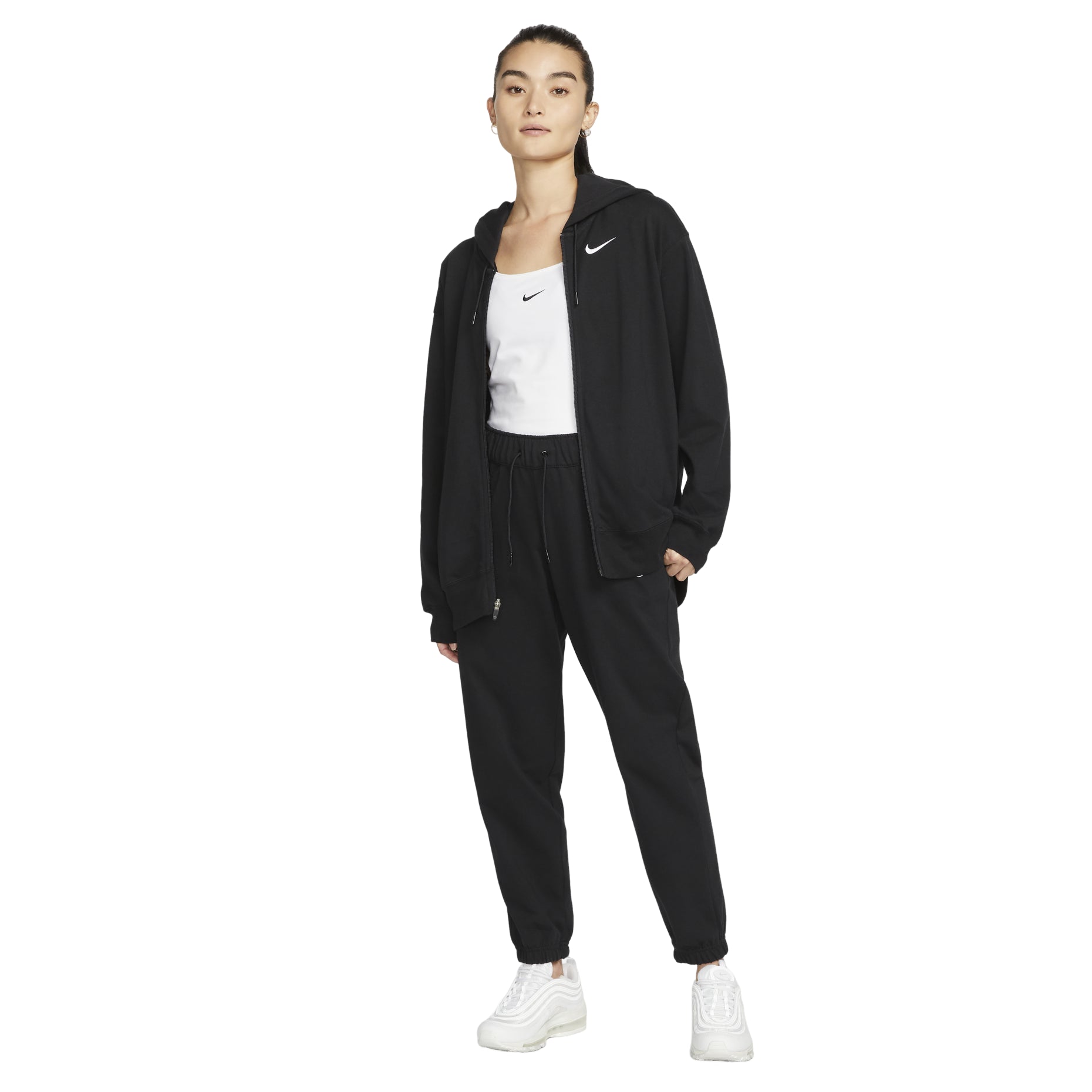 (WMNS) Nike Sportswear Oversized Full-Zip Hoodie Jacket 'Black' DM6416-010