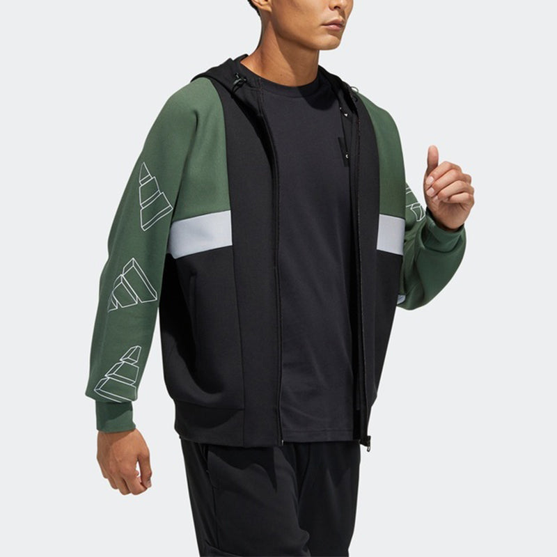 adidas Ub Tt Deco Casual Sports Colorblock Knit Hooded Jacket Black GP1817