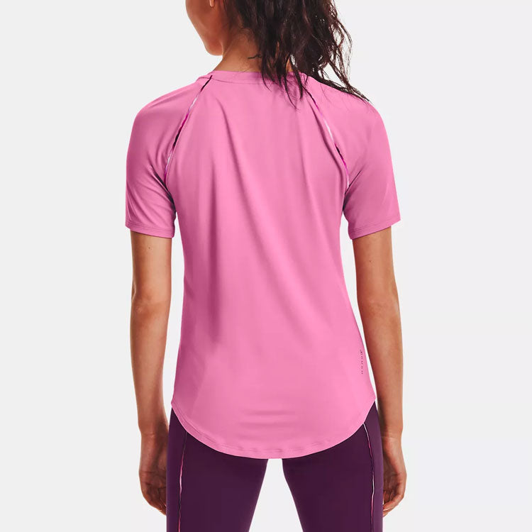 (WMNS) Under Armour Rush Casual Breathable Training Sports Short Sleeve Pink Red 1360852-680