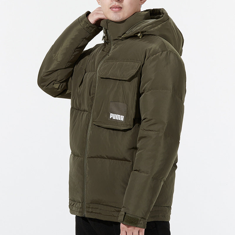 PUMA Hoodie Loose Down Jacket 'Olivegreen' 532915-44