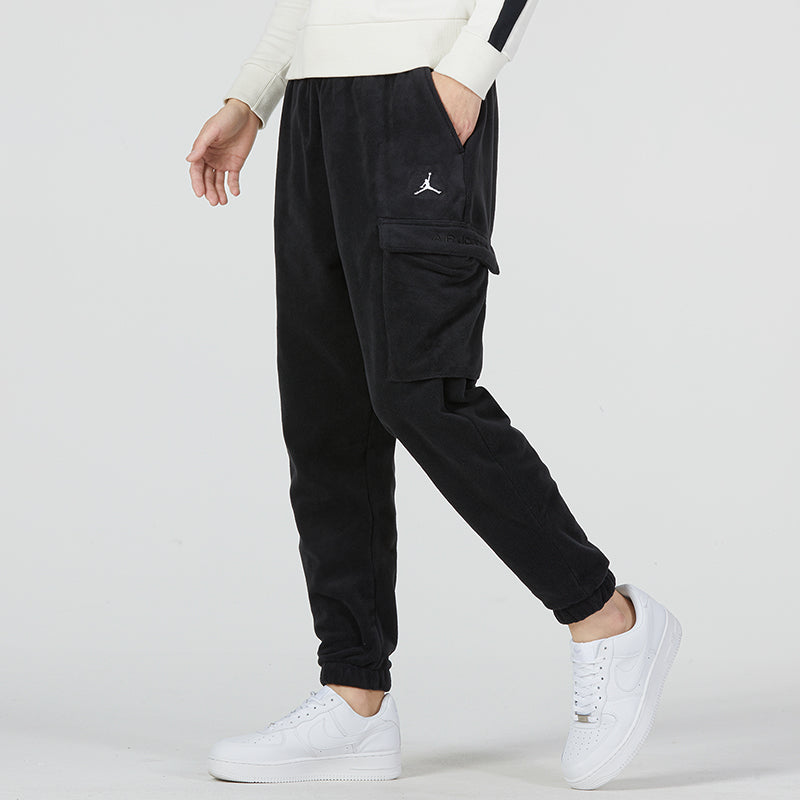 Air Jordan Casual Thicken Fleece Lined Bundle Feet Sports Pants Men's Black DV1568-010