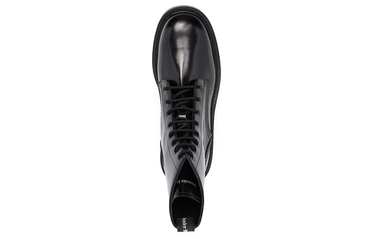 Alexander McQueen Polished Leather Combat Boots 'Black' 683569WHZ801000