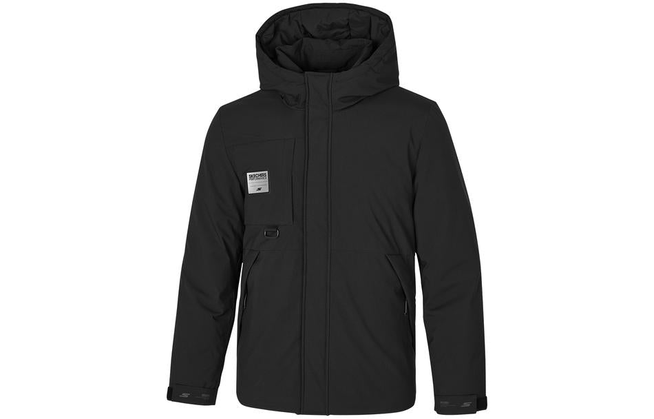 Skechers Letter Printed Hooded Down Jacket 'Silver Black' P421M037