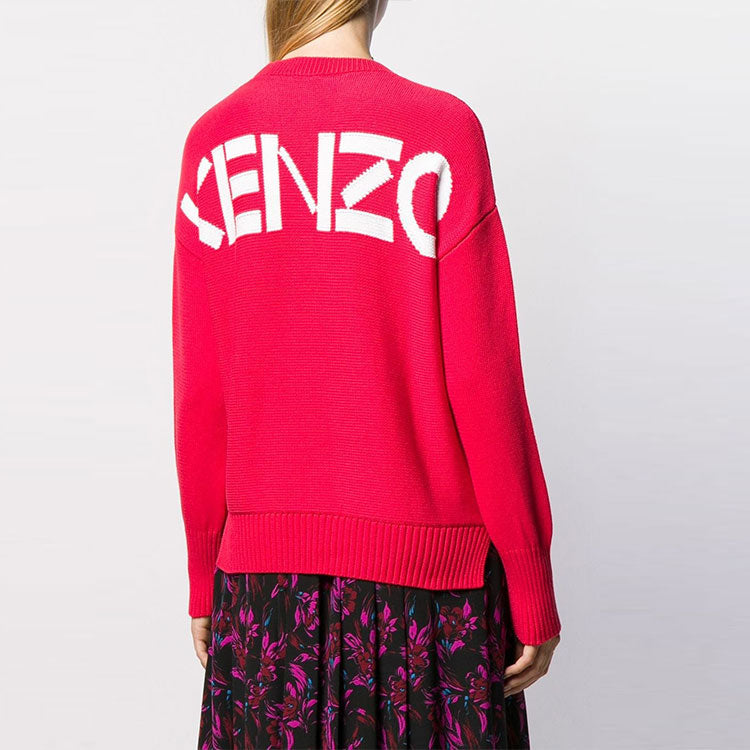 KENZO Solid Color Round Neck Pullover Long Sleeves Wool Sweater Red F962TO496814-27