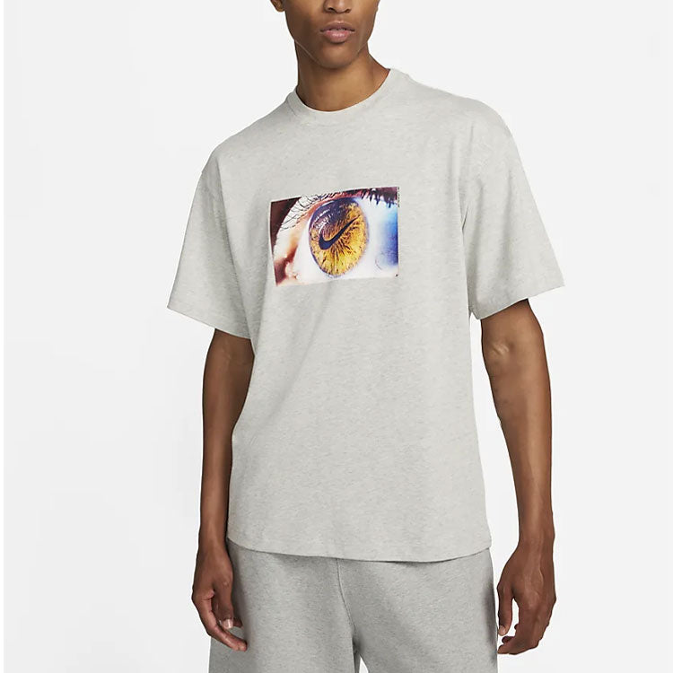 Men's Nike Eye Pattern Logo Printing Round Neck Casual Short Sleeve Gray T-Shirt DX5832-050