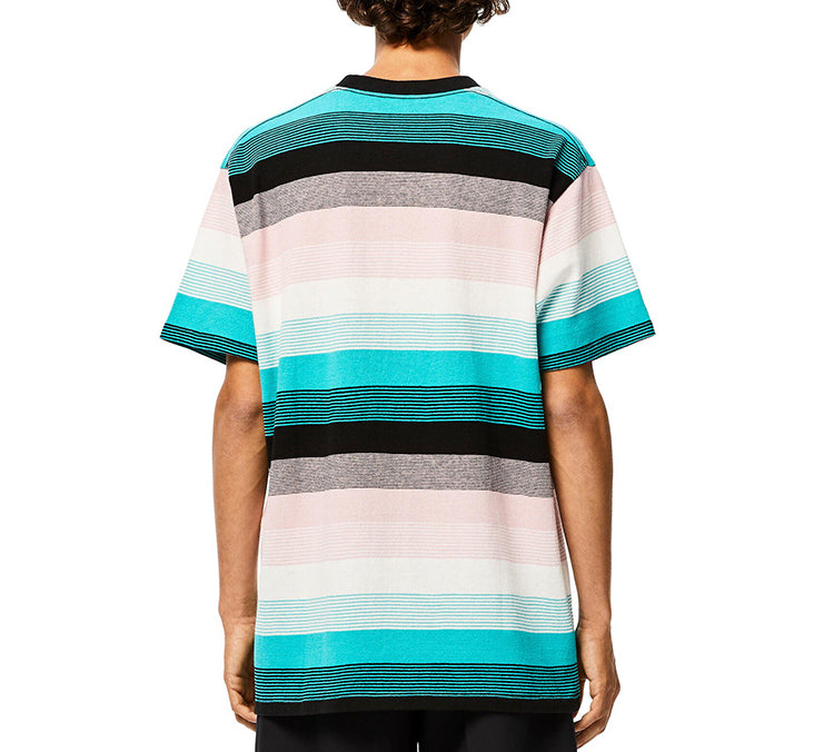 Men's LOEWE Cotton Stripe Embroidered Logo Short Sleeve H6109950PC-9990