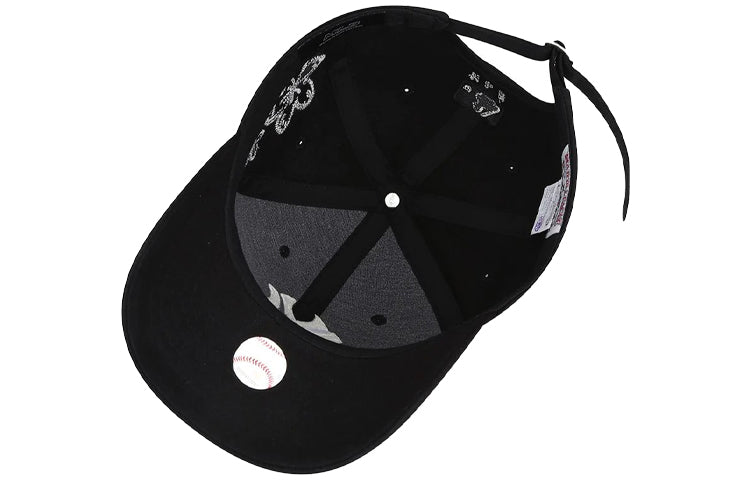 MLB New York Yankees NY Flowers Embroidered Baseball Cap Black White 32CPFK911-50L