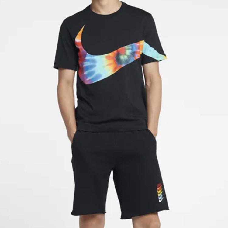 Nike Sportswear Big Swoosh Tee Black Background Hook Short Sleeve Male CI9348-010
