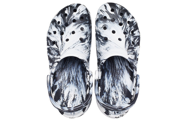 (WMNS) Crocs Classic Platform Marbled Clog 'Black White' 207176-066
