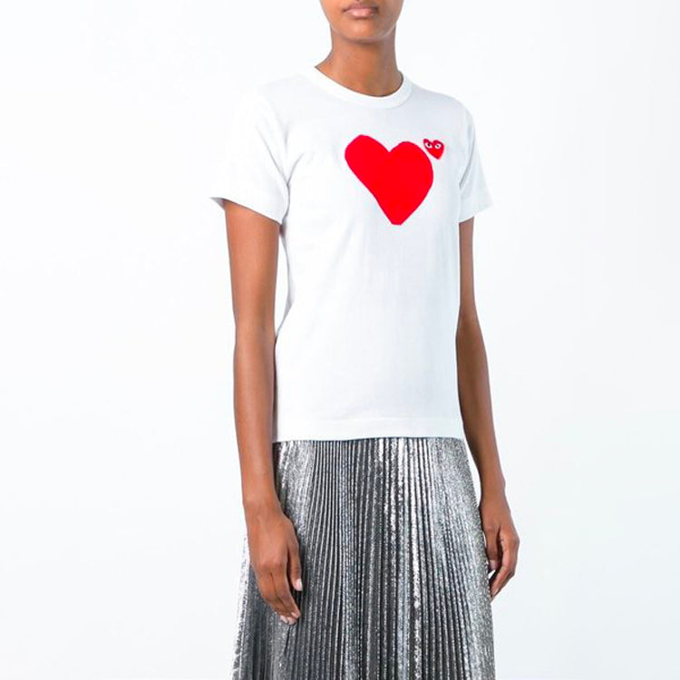 (WMNS) COMME des GARCONS PLAY Double Sided Short Sleeves Tee 'White' AZ-T221-051-1