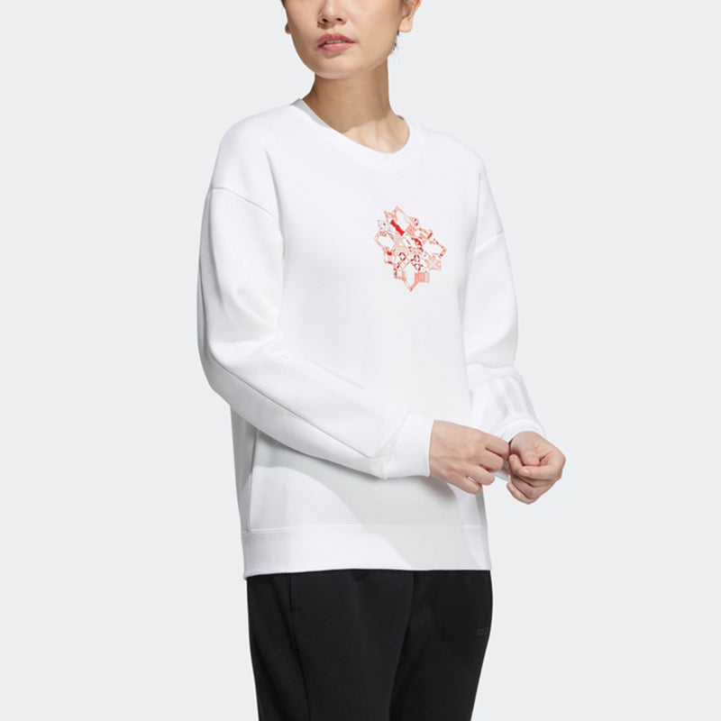 (WMNS) adidas Cny Sweat limited Funny Pattern Sports Round Neck Hoodie White HC2806