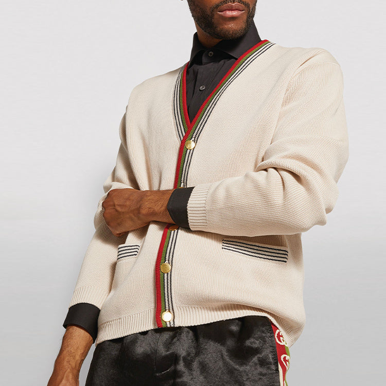 Gucci V-Neck Cotton Cardigan 'Beige' 626268-XKBFU-9750