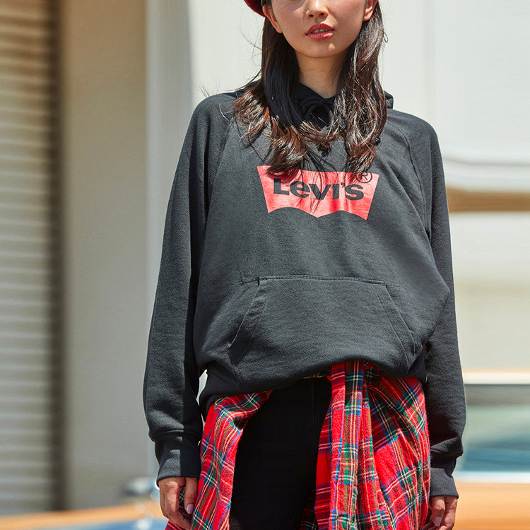 (WMNS) Levi's Alphabet Logo hooded Printing Hoodie Black 35946-0099