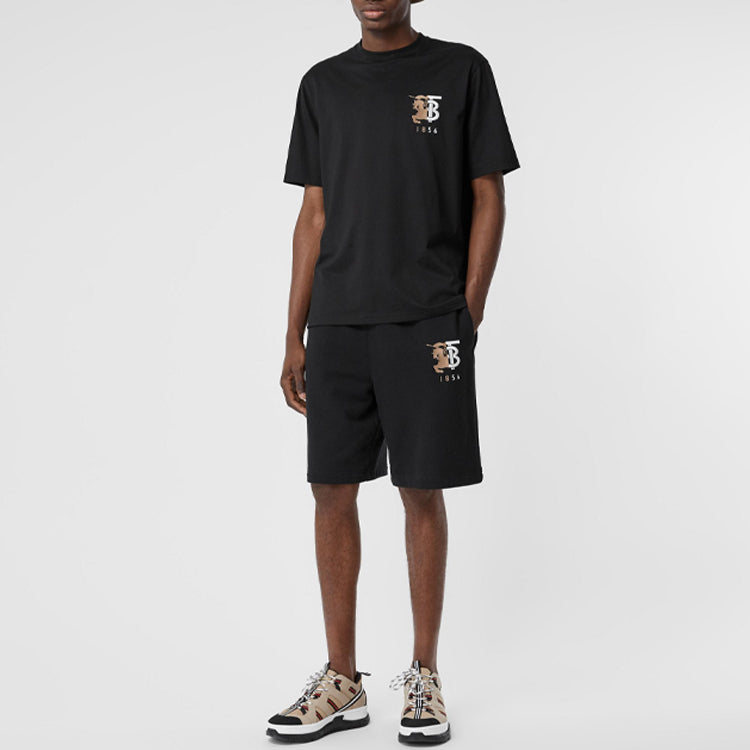 Men's Burberry Logo Pattern Cotton Short Sleeve Black 80237851