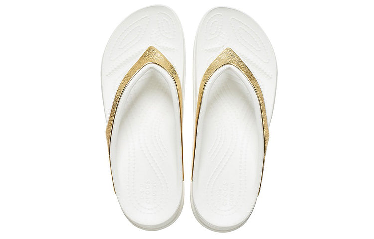 (WMNS) Crocs Thick Sole White Gold Slippers 'White Gold' 206919-100