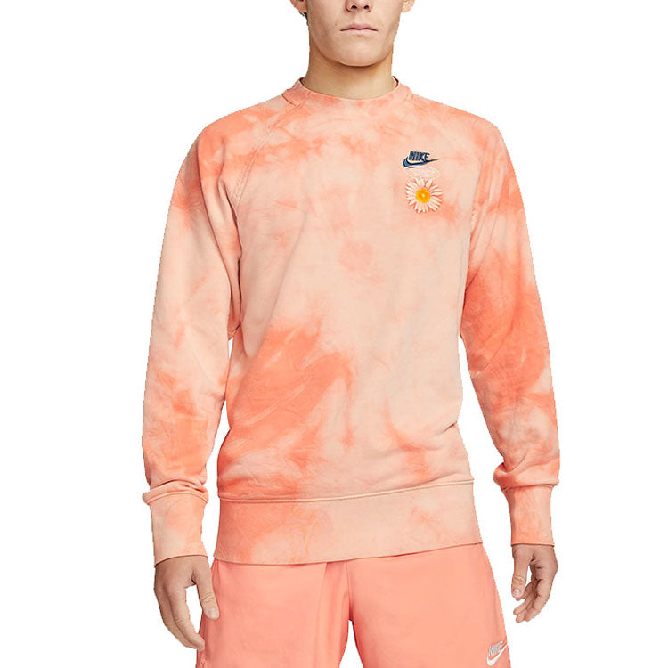 Men's Nike Sportswear Casual Sports Tie Dye Daisy Embroidered Round Neck Red DM5011-693