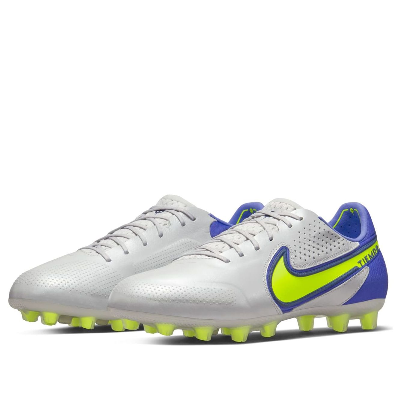 Nike Tiempo Legend 9 Elite HG Hard Ground Low-Top Soccer Shoes Grey/Blue/Green DB0823-075