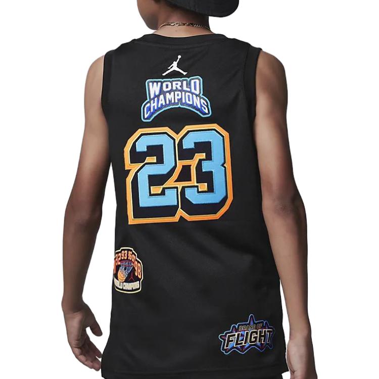 (GS) Air Jordan Patch Pack Jersey 'Black' 95C644-023
