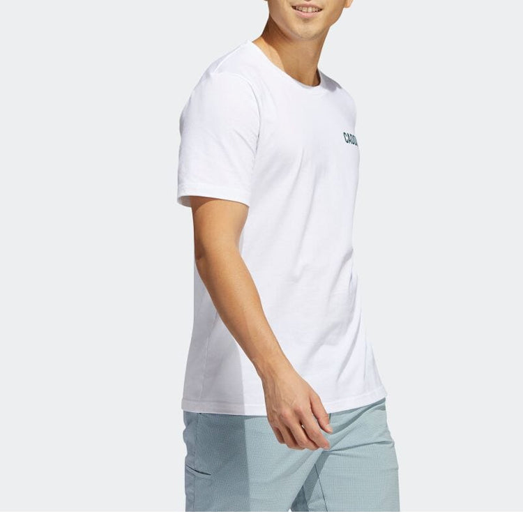 Men's adidas Alphabet Printing Round Neck Pullover Short Sleeve Japanese Version White T-Shirt HA8765