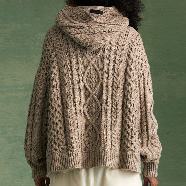 Fear of God Essentials FW23 Cable Knit Hoodie 'Core Heather' 192BT234394F