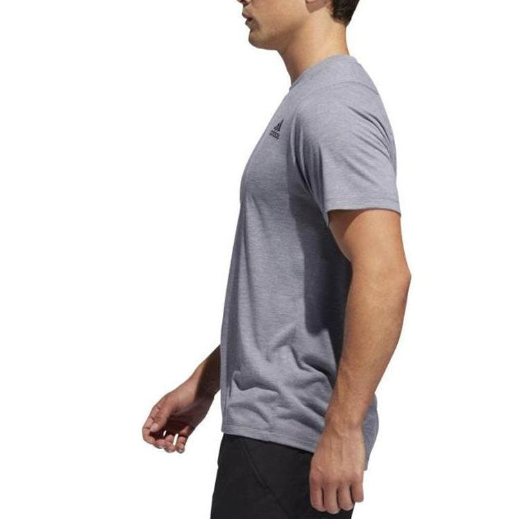 adidas Solid Color Logo Round Neck Sports Short Sleeve Gray EH4719