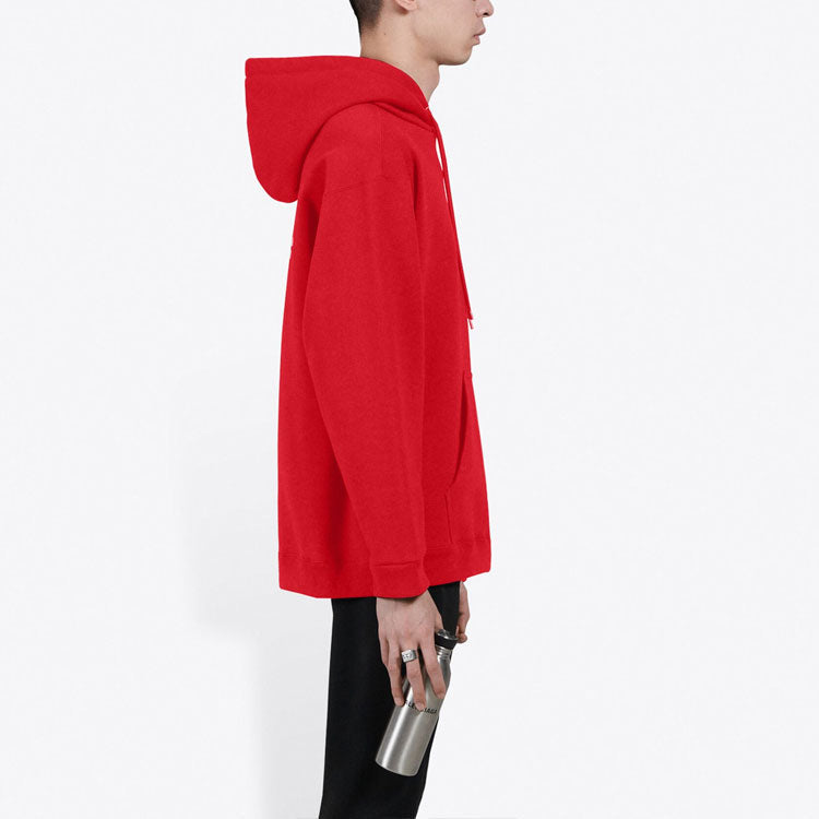 Men's Balenciaga FW21 Loose Logo hooded Long Sleeves Red 600583TIV846540