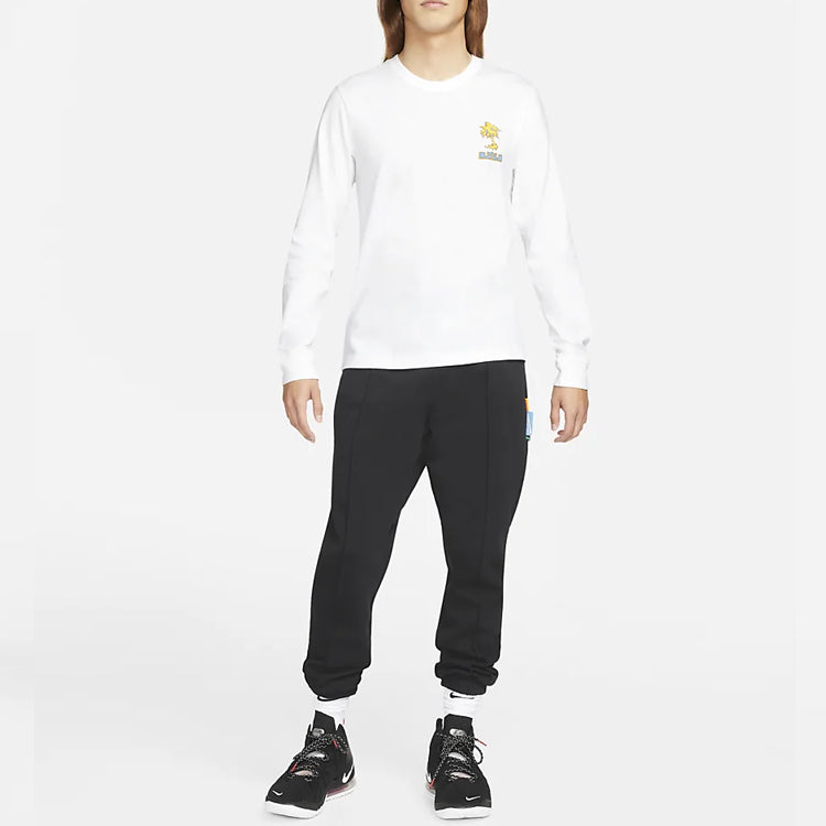 Men's Nike Lebron Sfg Basketball Sports Printing Round Neck Long Sleeves White T-Shirt DN2906-100
