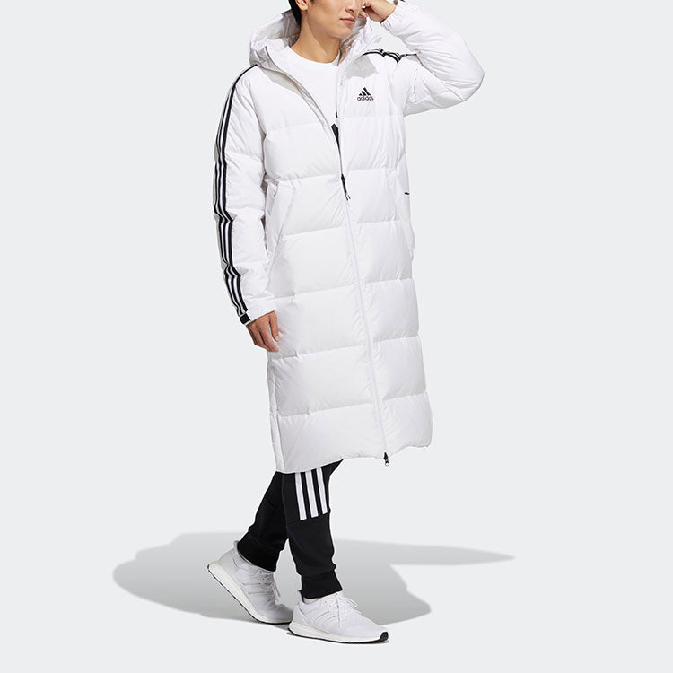adidas 3ST Long Coat Outdoor Sports Hooded Stay Warm Down Jacket White H20762