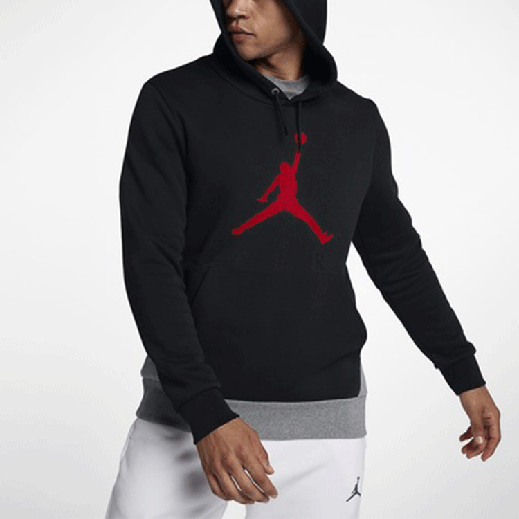 Men's Air Jordan Logo Printing Colorblock Fleece Lined Black 942776-010
