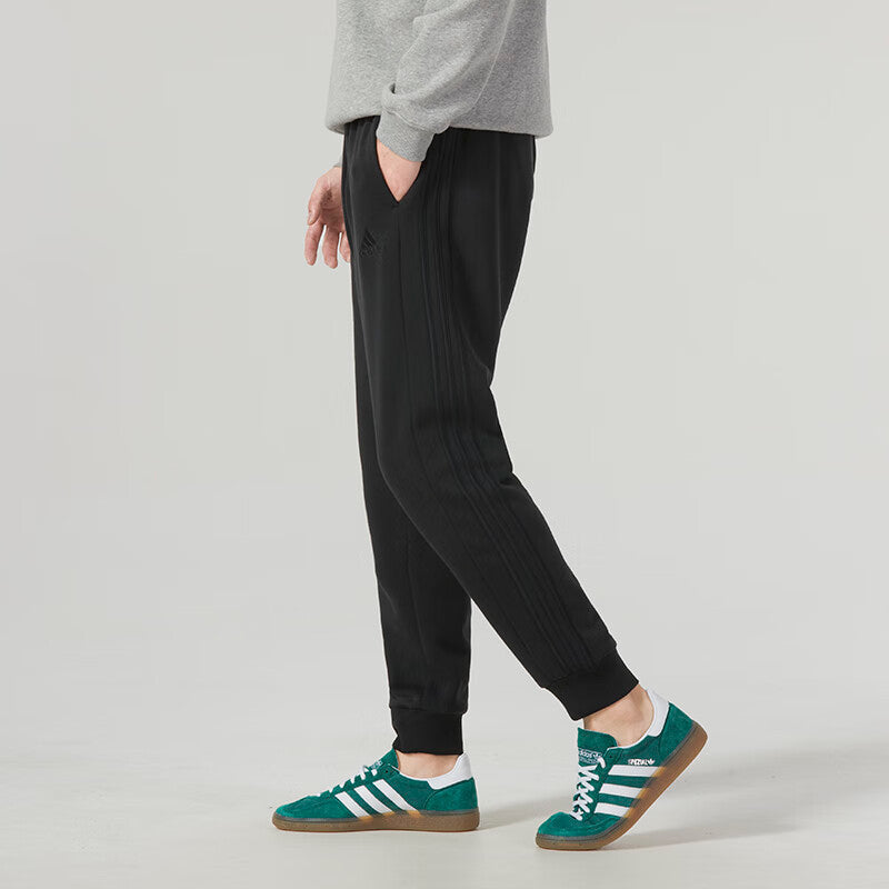 adidas Essentials Fleece 3-Stripes Tapered Cuff Pants Asia Sizing 'Black' IJ8885