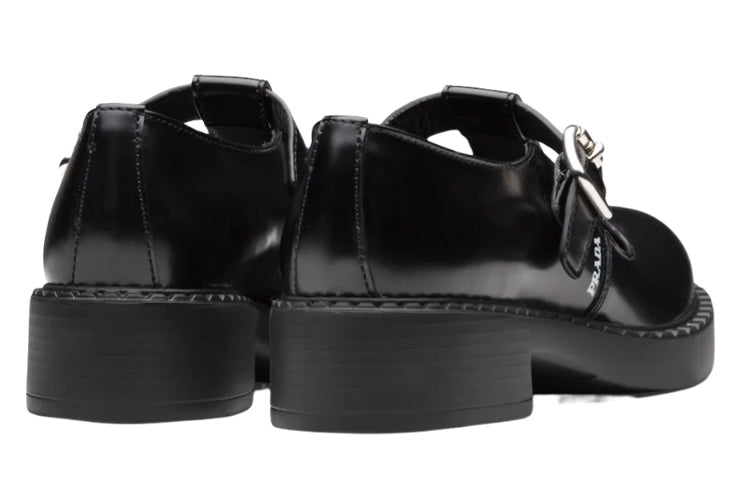 (WMNS) PRADA Brushed-leather Mary Jane T-strap Shoes 'Black' 1E834M_055_F0002_F_B050