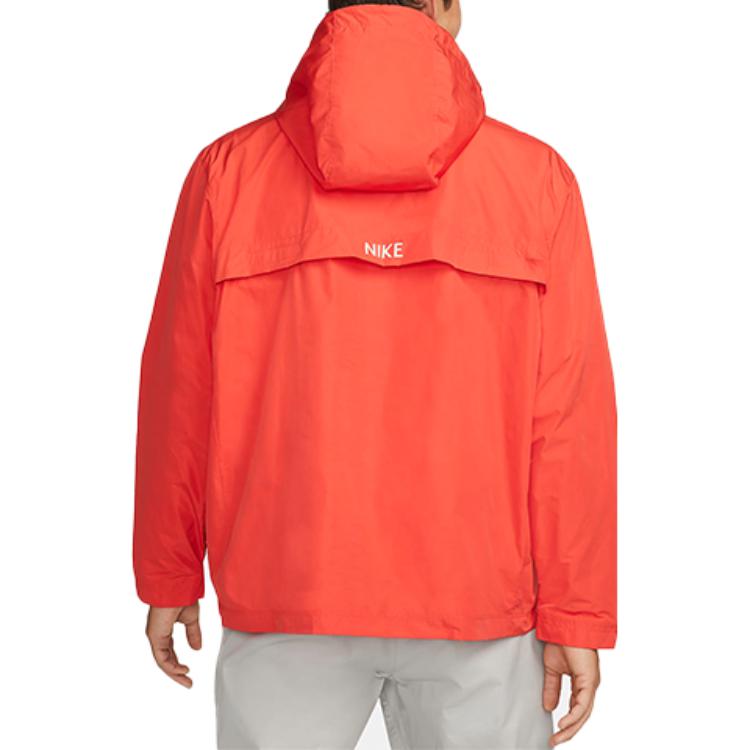 Men's Nike Sportswear Circa Logo Solid Color Waterproof Hooded Jacket Light Deep Red DQ4235-696