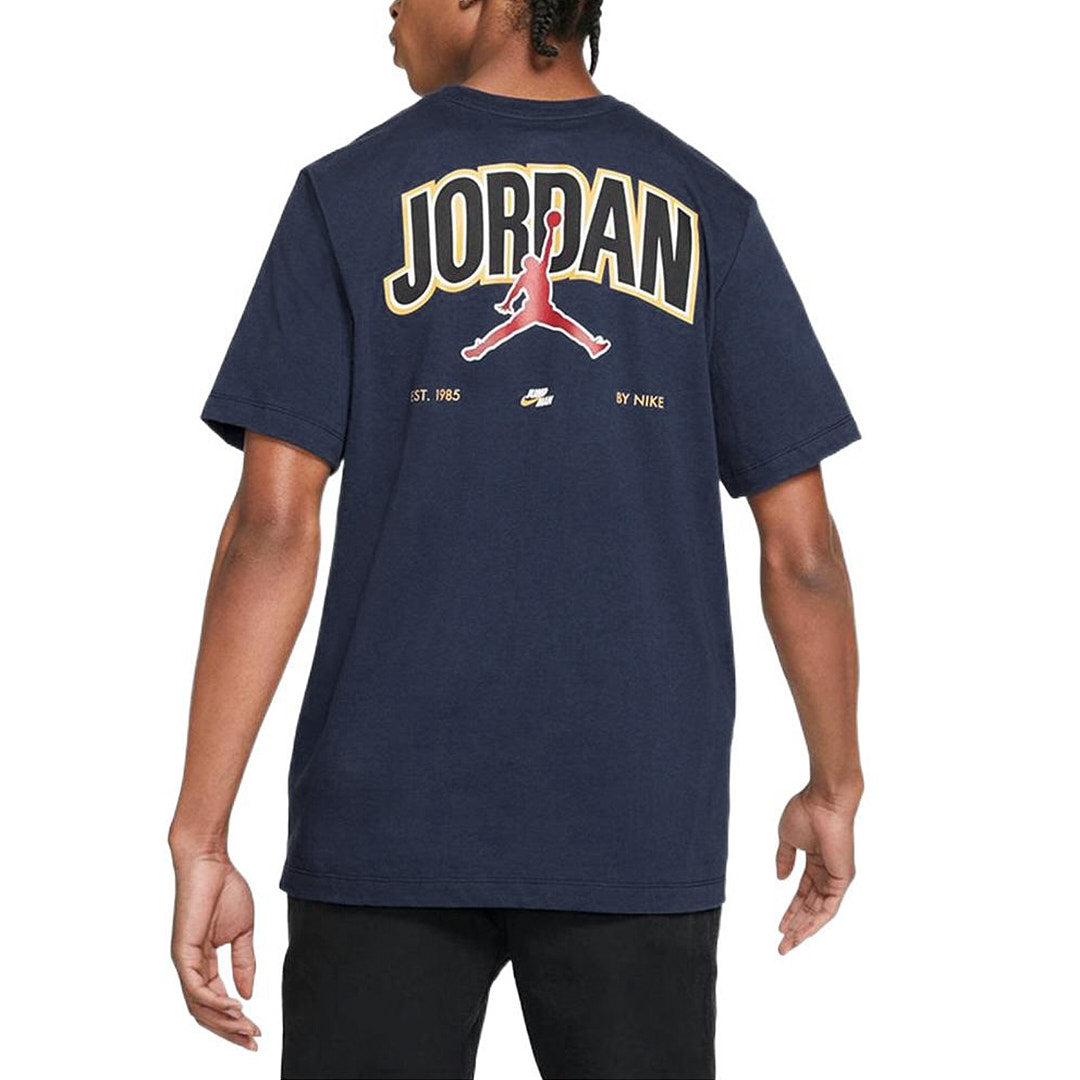 Men's Air Jordan Gfx Ss Crew Large Logo Alphabet Printing Sports Solid Color Round Neck Short Sleeve Blue T-Shirt DM3218-410