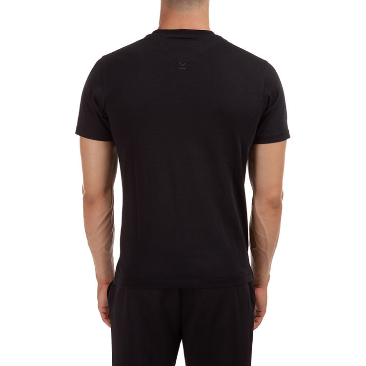 Men's KENZO Logo Pattern Round Neck Short Sleeve Black T-Shirt FA65TS0004SJ-99
