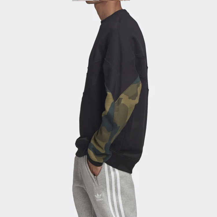 adidas originals Camo Crew Sweat Cotton Pullover Hoody Men Black FM3357