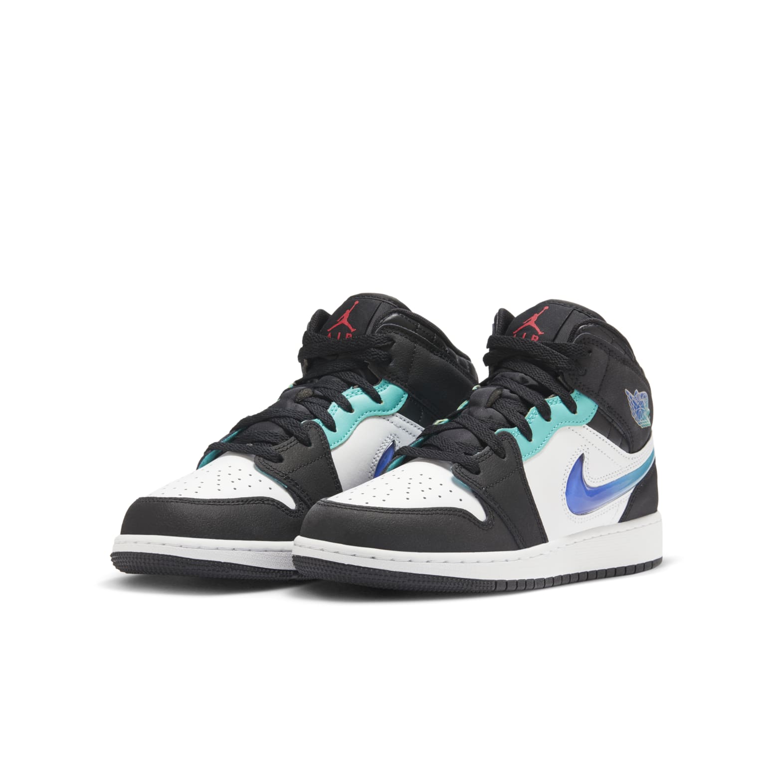 (GS) Air Jordan 1 Mid SE 'Black Hyper Jade Royal'  FQ8095-001
