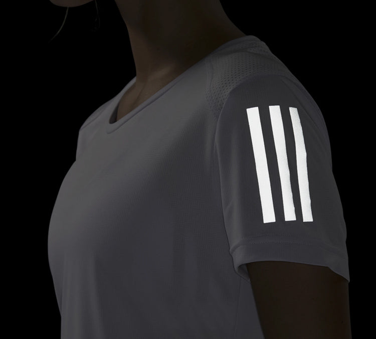 (WMNS) adidas Own The Run Tee Reflective Printing Sports Short Sleeve White FN5871