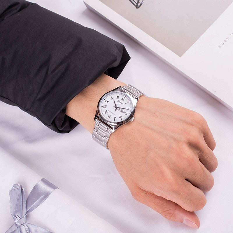 Casio Dress Classic Minimalistic Analog Watch 'Silver Steel White' MTP-V006D-7B