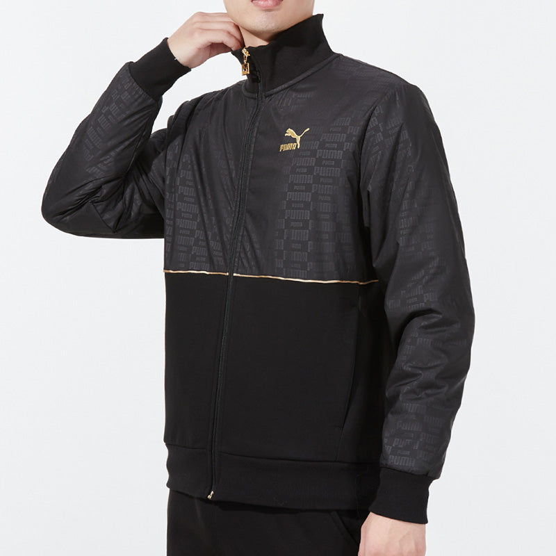 PUMA Luxe Jacket logo Casual Sports Knit Stand Collar Asia Sizing 'Black' 534406-01