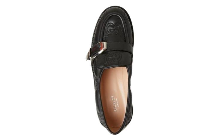 (WMNS) Gucci GG Matelass Slip-On Loafers with Block heel 'Black' 718388-AAA4F-1058