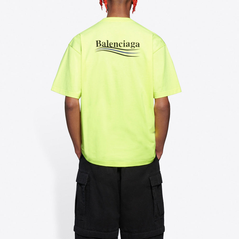 Men's Balenciaga Logo Printing Short Sleeve Yellow 641675TJVF77110