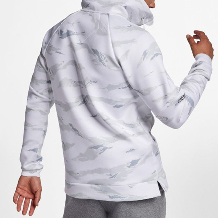 Air Jordan Half Zipper Basketball Fleece Lined Sports White Camouflage AH6164-121