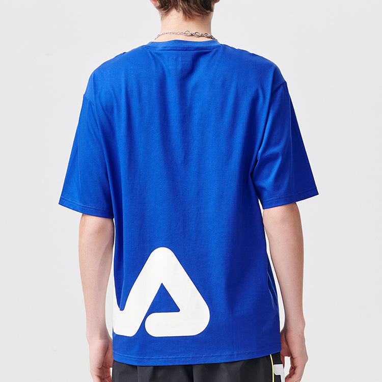 Men's FILA FUSION Contrasting Colors Logo Round Neck Sports Short Sleeve Blue T11M122114A-BU
