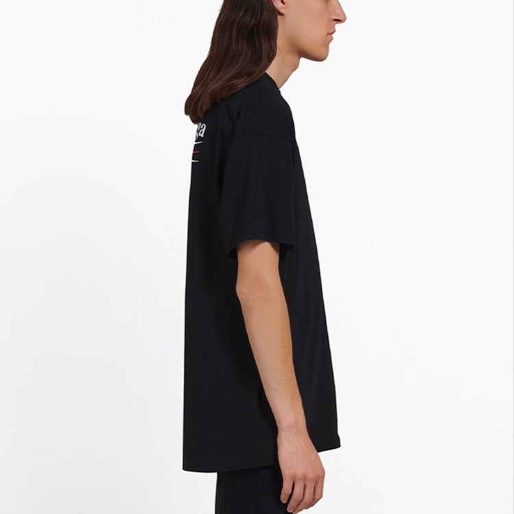 Men's Balenciaga Alphabet Printing Short Sleeve Black 641675TIV521070