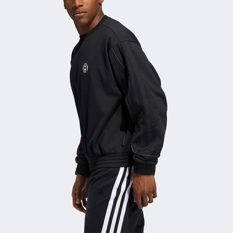adidas Hrd Fleece Crew Basketball Sports Pattern Round Neck Pullover Black GI6673