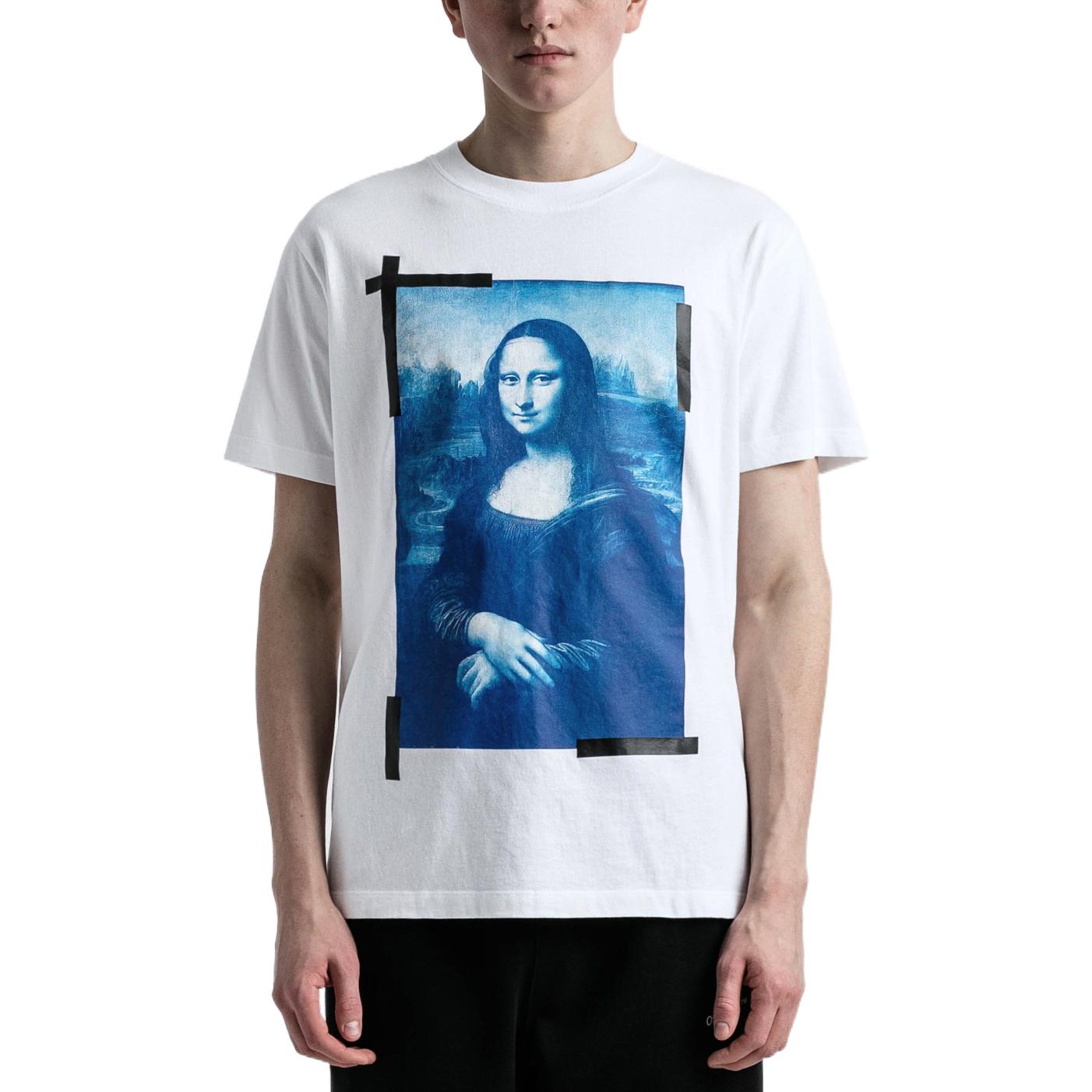 Men's Off-White SS22 Elizabeth Printing Round Neck Pullover Short Sleeve White T-Shirt OMAA038C99JER0020145