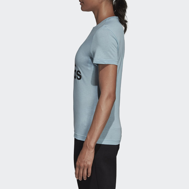 (WMNS) adidas Classic Logo Short Sleeve Blue DY7734