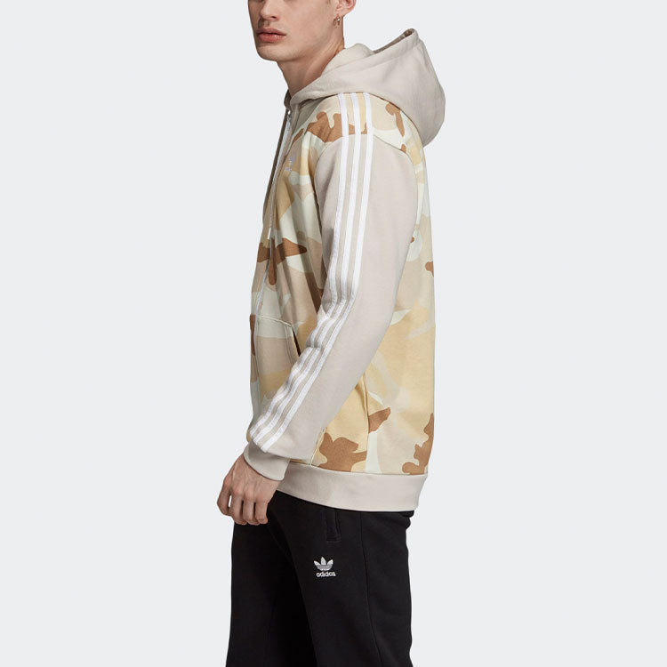 adidas originals Athleisure Casual Sports Camouflage Splicing Hooded Jacket Beige ED7072